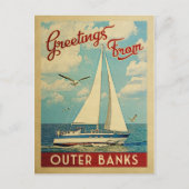 Buitenbanken Briefkaart Sailboat Retro North Carol (Voorkant)