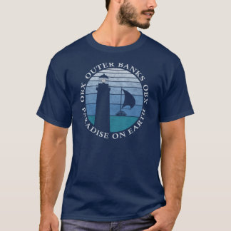 Buitenbanken OBX vuurtoren Blue Sky White Vintage T-shirt