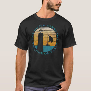 Buitenbanken OBX-vuurtoren Sunset Aqua T-shirt