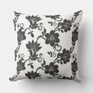 Buitendeur Accent Pillow-Black Flowers Pillo Buitenkussen