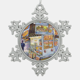 Buitengewone artistieke werkbelasting tin sneeuwvlok ornament