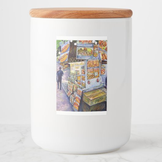 Buitengewone artistieke werkbelasting voedselcontainer etiket (Voorkant)