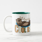 Buitengewoon cool Dad Otter Pun Funny Vaderdag Tweekleurige Koffiemok (Links)