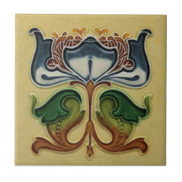 Buitengewoon Engels Art Nouveau Floral c1900 Repro Tegeltje