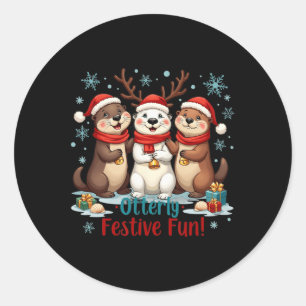 Buitengewoon feestelijke leuke kerst otter dieren ronde sticker