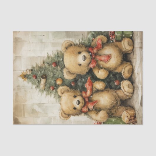 Buitengewoon Schattige kerstteddyberen Tissuepapier (Voorkant)