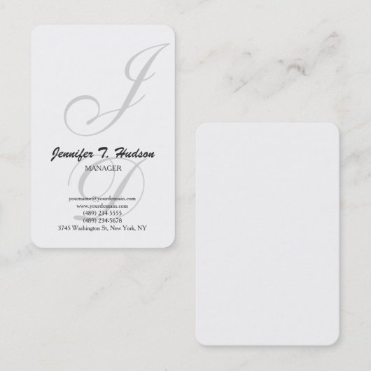 Buitengewoon trendy klassiek script monogram visitekaartje (Voorkant / Achterkant)