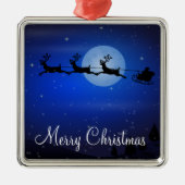 Buitenkerstversiering - Kerstman en rendieren Metalen Ornament (Voorkant)
