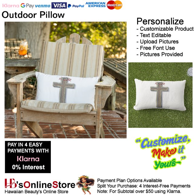 Buitenkussen met Witte Achtergrond (Cross Outdoor Throw Pillow with White Background.)