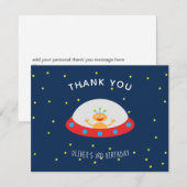 Buitenlands ruimteschip verjaardag bedankbrief bedankkaart (Voorkant / Achterkant)