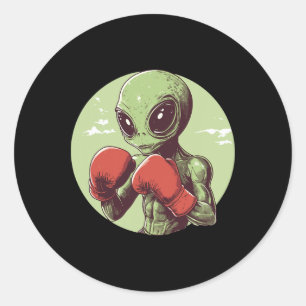 Buitenlandse bokser klaar om te vechten in handsch ronde sticker