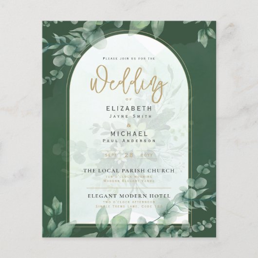 BUITENLANDSE Eucalyptus Wedding INVITE (Voorkant)