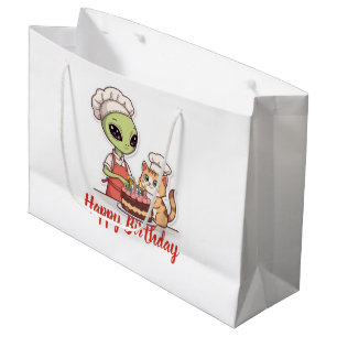 Buitenlandse kat verjaardagsfeestje cartoon groot cadeauzakje