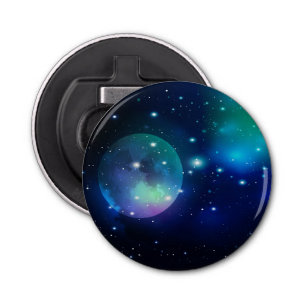 Buitenruimte en sterren button flesopener