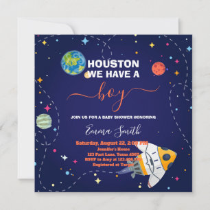 Buitenruimte Houston We Hebben Een Jongen Baby Sho Kaart