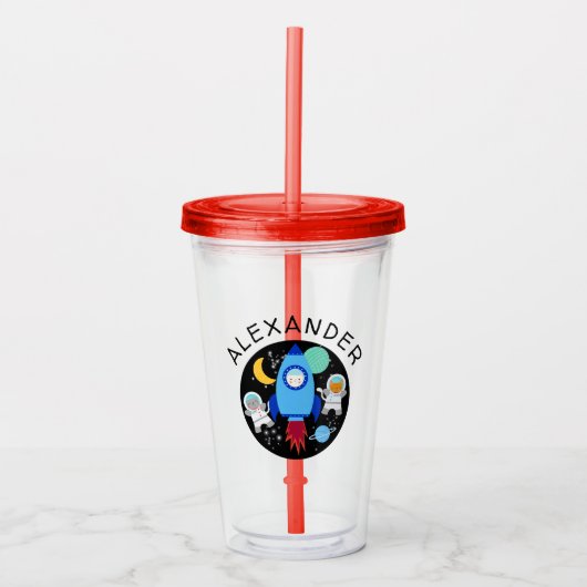 Buitenruimte Keukenkat Astronaut Kinder Acryl Drinkbeker (Voorkant)
