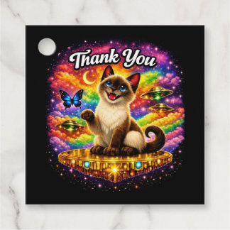 Buitenruimte Kosmische Regenboog Siamese Kat Dank Bedankjes Labels