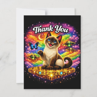 Buitenruimte Kosmische Regenboog Siamese Kat Dank Bedankkaart