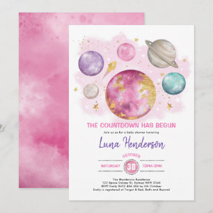 Buitenruimte Meisje Baby shower Maan Sterren Galax Kaart