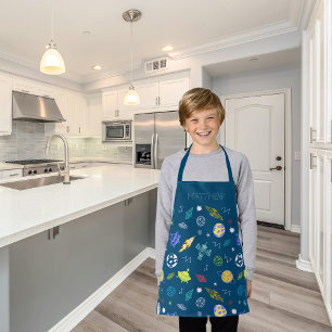 Buitenruimte patroon Doodle Monogram   Donkerblauw Schort