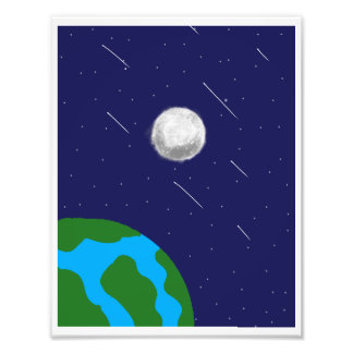 Buitenruimte Planeet en Maan acryl puzzel  Foto Afdruk