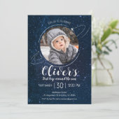 Buitenruimte Planeten 1e verjaardag Blast off Kaart (Staand voorkant)