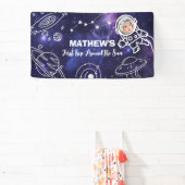 Buitenruimte Planeten Astronaut 1e Verjaardag Jong Spandoek (Insitu)