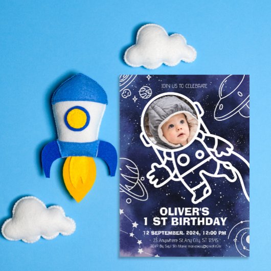 Buitenruimte Planeten Astronaut 1e Verjaardag Kaart