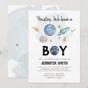 Buitenruimte Planeten Jongen Baby shower Uitnodigi Kaart