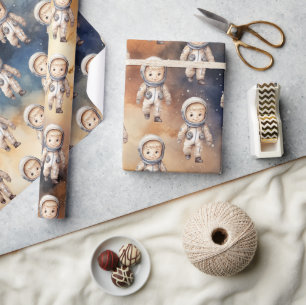 Buitenruimte Planeten Jongen Eerste Verjaardag Wra Cadeaupapier