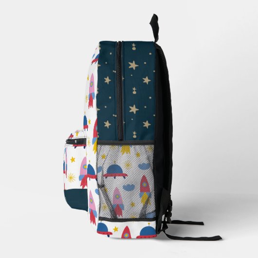 Buitenruimte raket ufo wit bedrukte rugzak (Rechts)