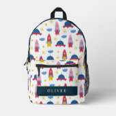 Buitenruimte raket ufo wit bedrukte rugzak (Voorkant)