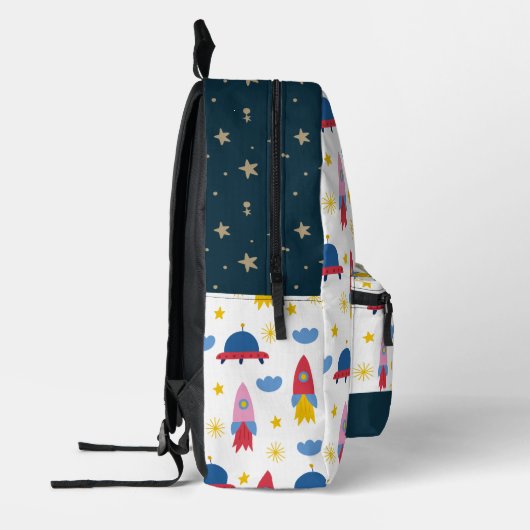 Buitenruimte raket ufo wit bedrukte rugzak (Links)