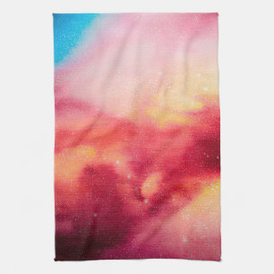 Buitenruimte Stof Cosmic Stars rood & geel gerecht Theedoek