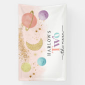 Buitenruimte Twee de maan 2de verjaardag Spandoek (Verticaal)