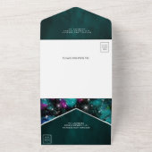 Buitenruimte Universe Blauwgroen rode roze melkweg All In One Uitnodiging (Buitenkant)