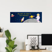 Buitenruimteastronaut Birthday Banner Poster (Thuiskantoor)