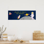 Buitenruimteastronaut Birthday Banner Poster (Keuken)