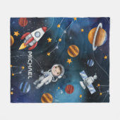 Buitenruimteastronaut moonsterren gepersonaliseerd fleece deken (Voorkant (Horizontaal))