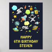 Buitenruimteastronauten en Rockets Pattern Birthda Poster (Voorkant)