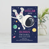 Buitenruimteastronautenplaneten Galaxy Girl Birthd Kaart (Staand voorkant)