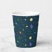 Buitenruimtecentrales en sterren in onbekende melk papieren bekers (Links)