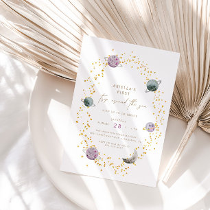 Buitenruimtecentrales - Meisjes Gold 1e verjaardag Kaart