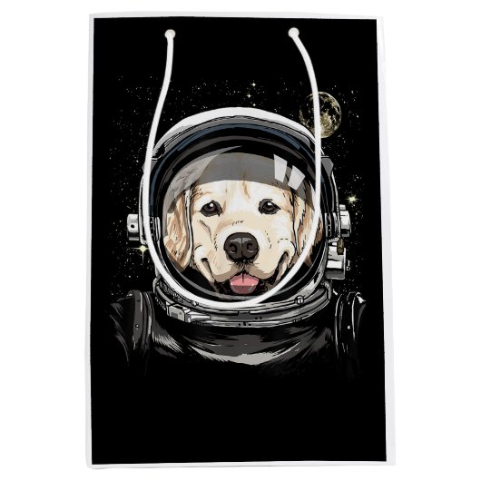Buitenruimtesatronaut Golden Retriever Lover Pet D Medium Cadeauzakje (Voorkant)