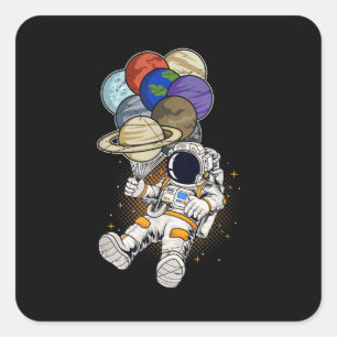 Buitenruimtetanet ballon Cosmonaut Science Gift Vierkante Sticker