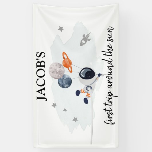 Buitenruimtetekens Jongen eerste verjaardag achter Spandoek (Verticaal)