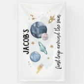 Buitenruimtetekens Jongen eerste verjaardag achter Spandoek (Verticaal)