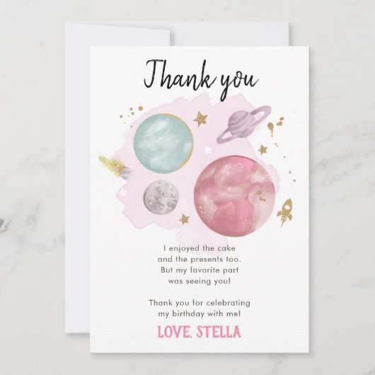 Buitenruimtetuigen Galaxy Girl Pink Hartelijk dank Kaart (Voorkant)