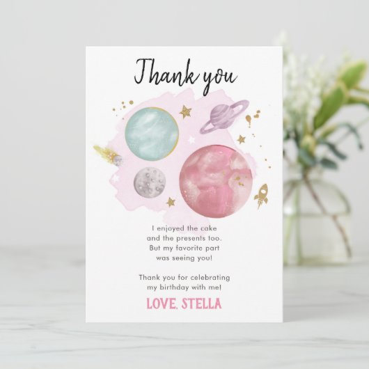 Buitenruimtetuigen Galaxy Girl Pink Hartelijk dank Kaart (Staand voorkant)