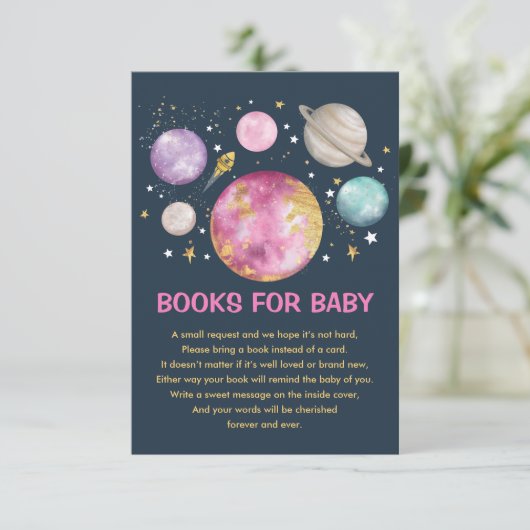 Buitenruimtetuigen Galaxy Moon Books for Baby Girl Informatiekaartje (Staand voorkant)